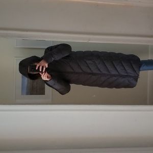 Lands End Grey long puffer coat M/T 10-12